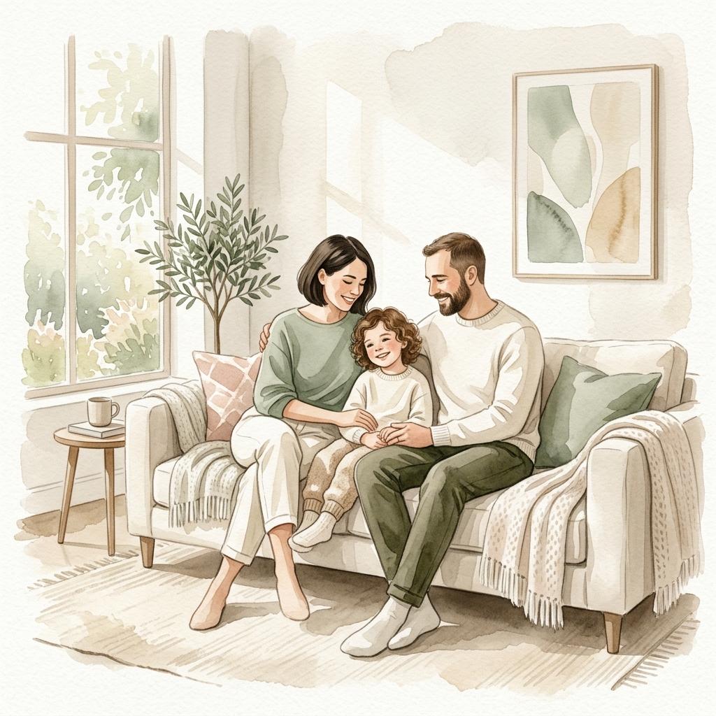 Aile Danışmanlığı - Mutlu aile illüstrasyonu